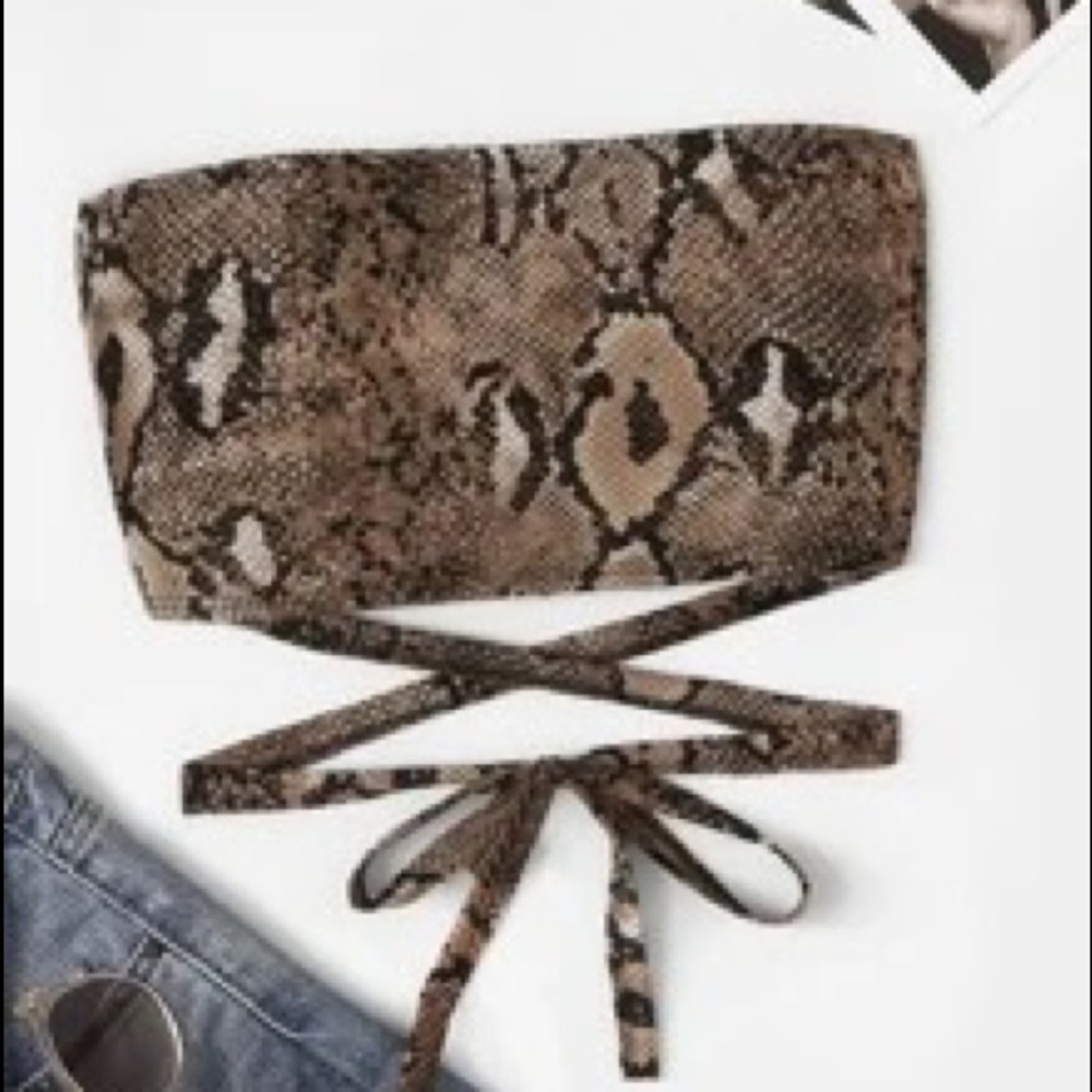 SHEIN Snakeskin Print Cropped Tube Top